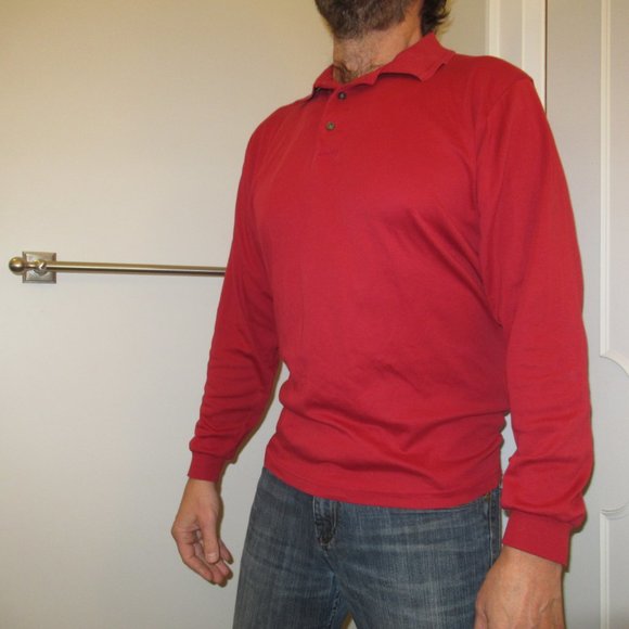 Jos A. Bank Traveller's Collection Long-Sleeve Red-Orange L Polo Sweater/Shirt - Picture 8 of 8
